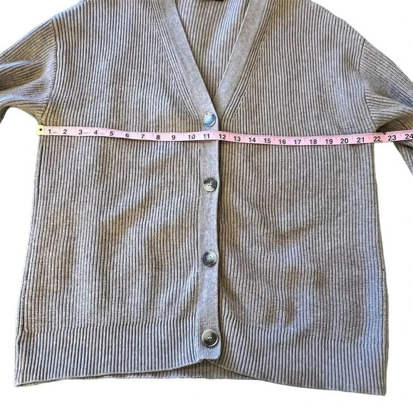 Merokeety Women's Beige Ribbed Button-Up Cardigan Sweater Size L - Picture 4 of 10